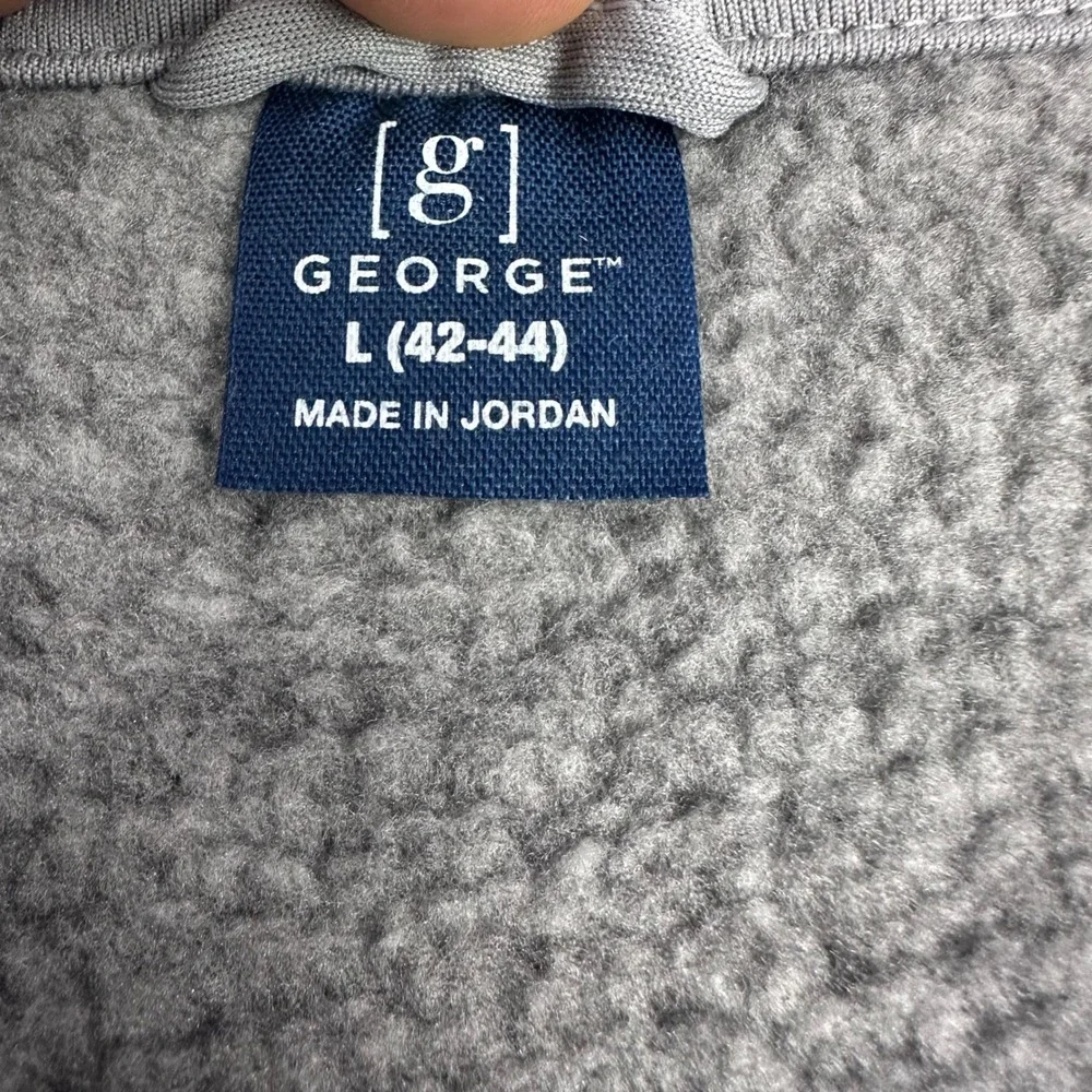 George Mens Quarter Zip Pullover Sweater Marled Grey Fleece Lined Large 42-44